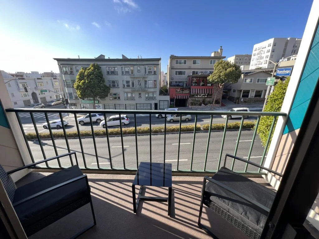 Balcony view overlooking Lombard Street.