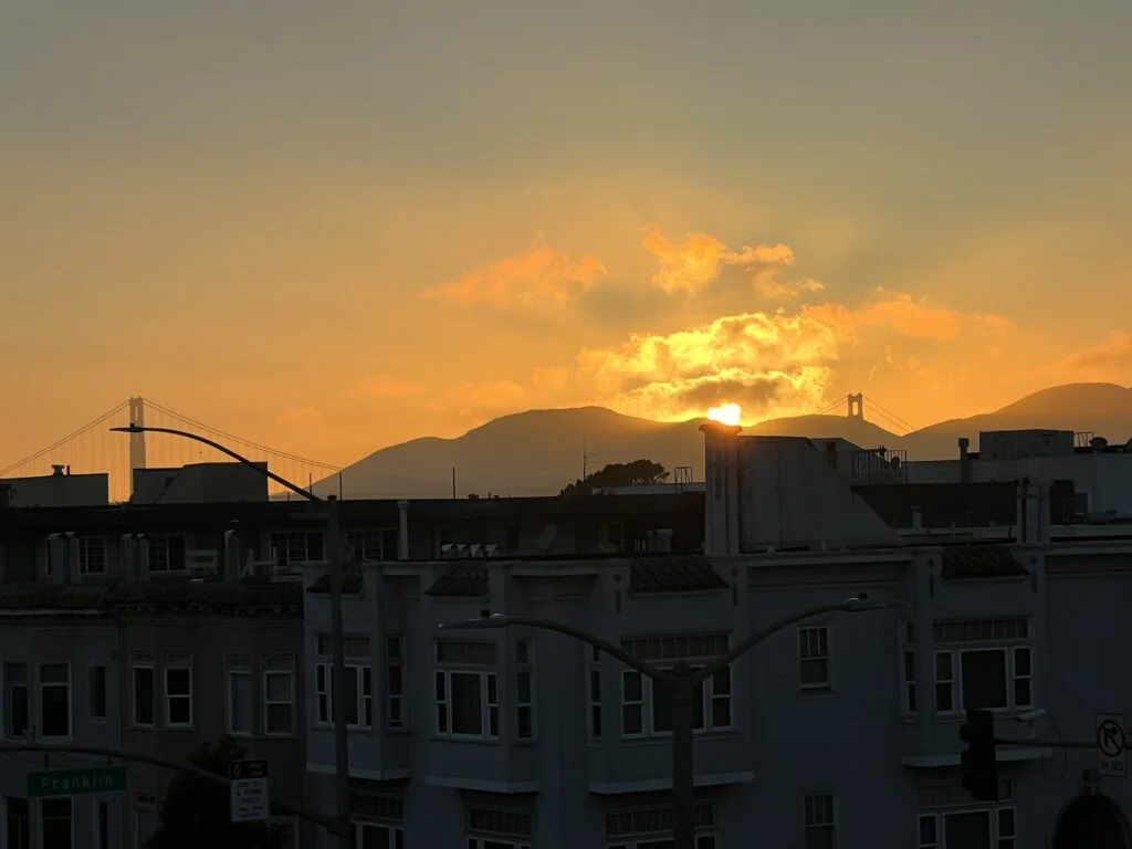 Partial view of the Golden Gate Bridge from the balcony.