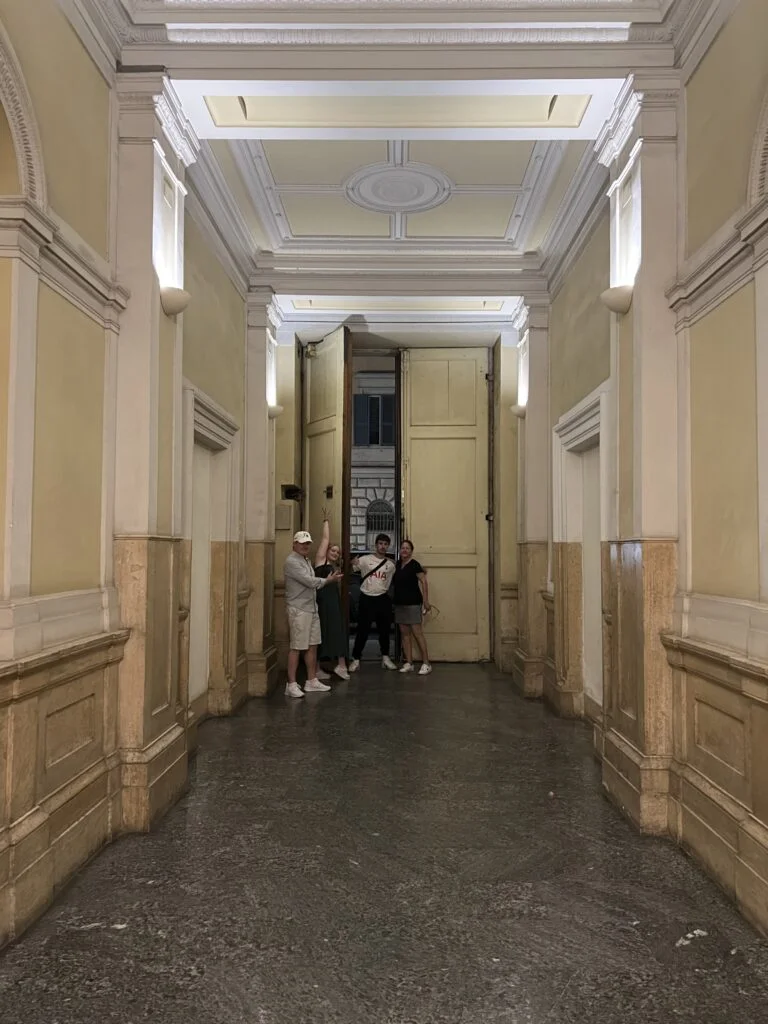 Hallway with large doors