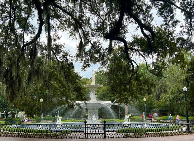 A Solo Female Traveler’s Guide to 2 Magical Days in Savannah 23 Forsyth Park Fountain with trees