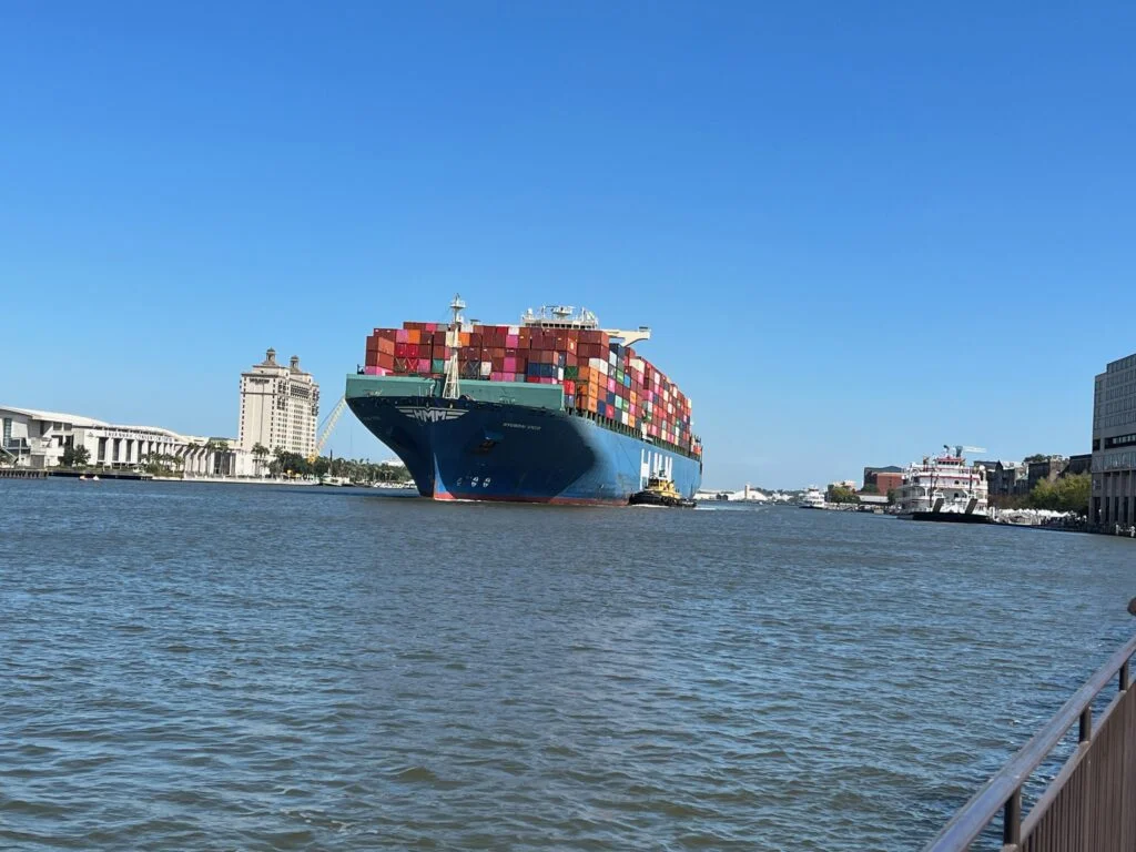 Savannah River container ship