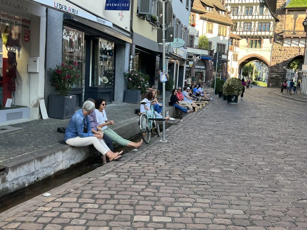 Freiburg Bächle: The historic Bächle in Freiburg's Old Town—narrow water-filled channels running alongside cobblestone streets, reflecting the city's medieval charm.