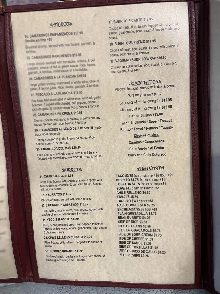 Is Arnold California worth visiting? 56 El Vaquero menu