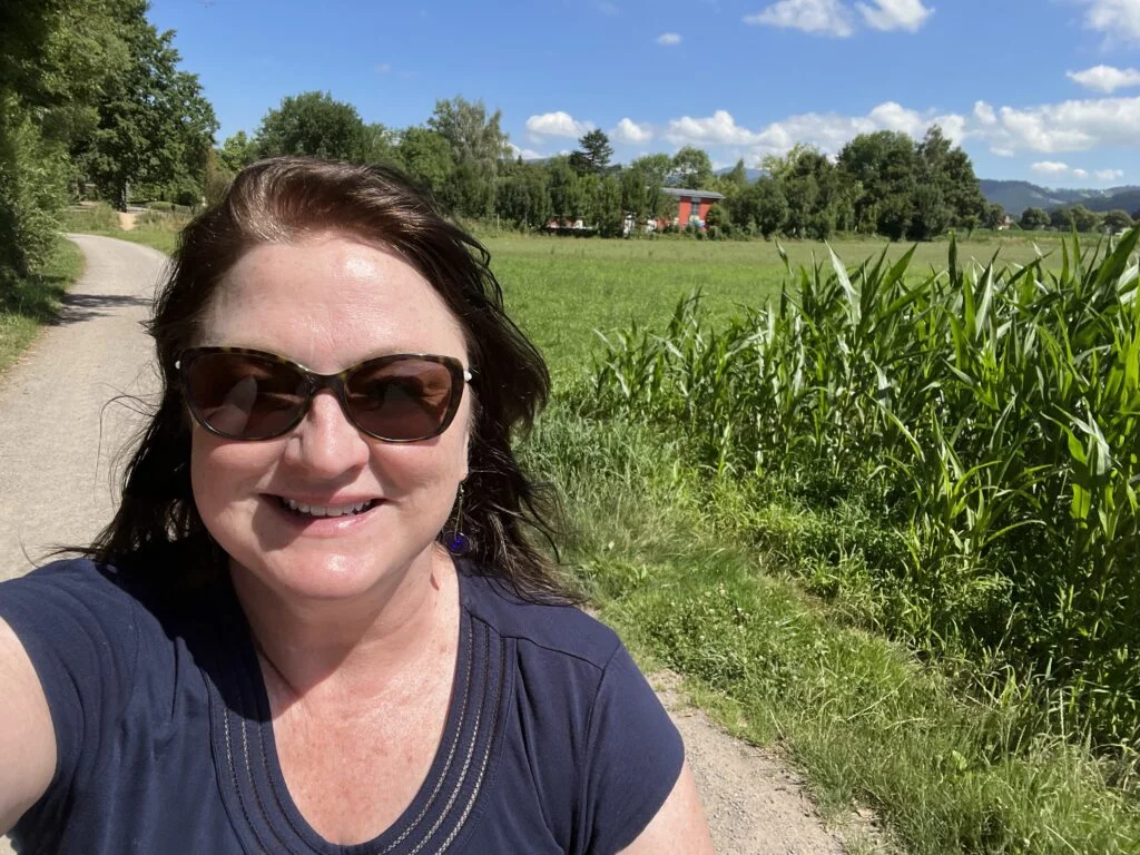 Bike Ride in Kirchzarten: A scenic path in Kirchzarten, lined with lush greenery, ideal for cycling and outdoor activities.
