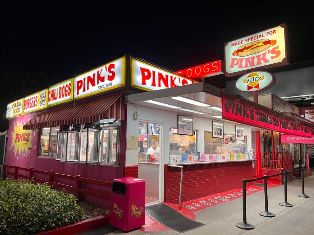 Pinks Hot Dogs Exterior front