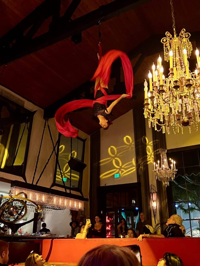 La Boheme restaurant West Hollywood burlesque acrobatic dancer