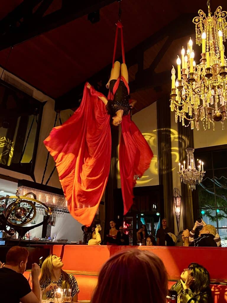 La Boheme restaurant West Hollywood burlesque acrobatic dancer