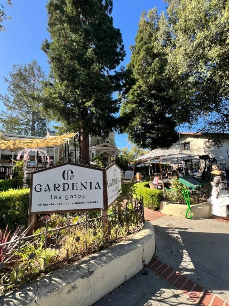 Unique and Cool Places to Eat in San Jose and Silicon Valley 7 Gardenia Los Gatos sign at the entrance to the Victorian mansion on North Santa Cruz Avenue