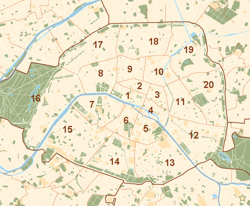 Planning a Trip to Paris for the First Time (What Actually Helps) 9 Map showing the 20 Paris arrondissements and how they spiral outward from the center