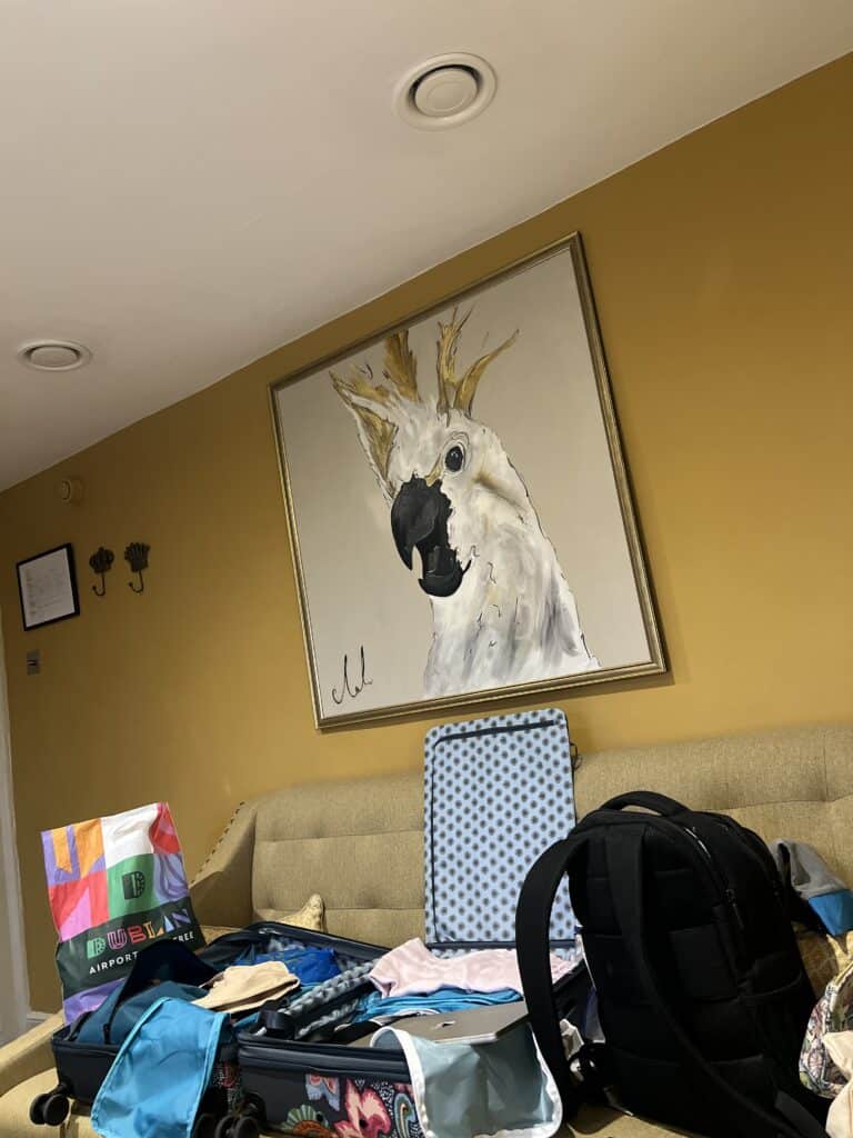 Queensberry Hotel parrot painting