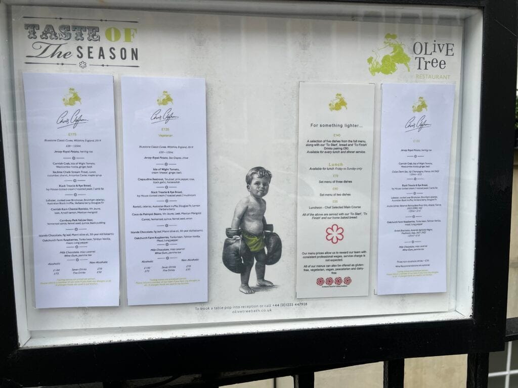 Queensberry Hotel Olive Branch Restaurant menus