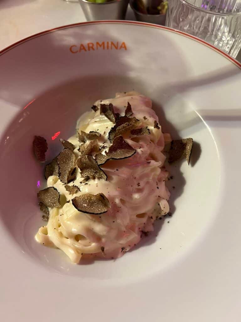 Where to Eat in Barcelona: My Honest Guide to Great Spots near the Big Sites 10 Truffle fettuccine with parmesan cream at Carmina restaurant Barcelona