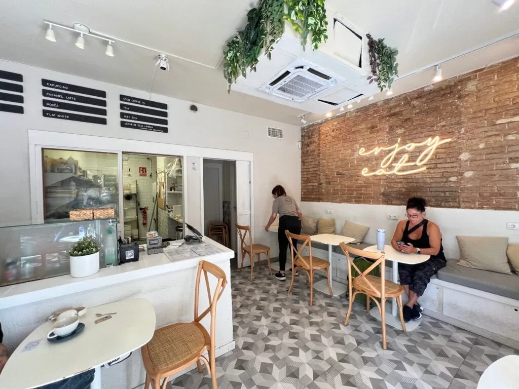 Where to Eat in Barcelona: My Honest Guide to Great Spots near the Big Sites 28 Interior of MIAM brunch cafe near Sagrada Familia Barcelona.