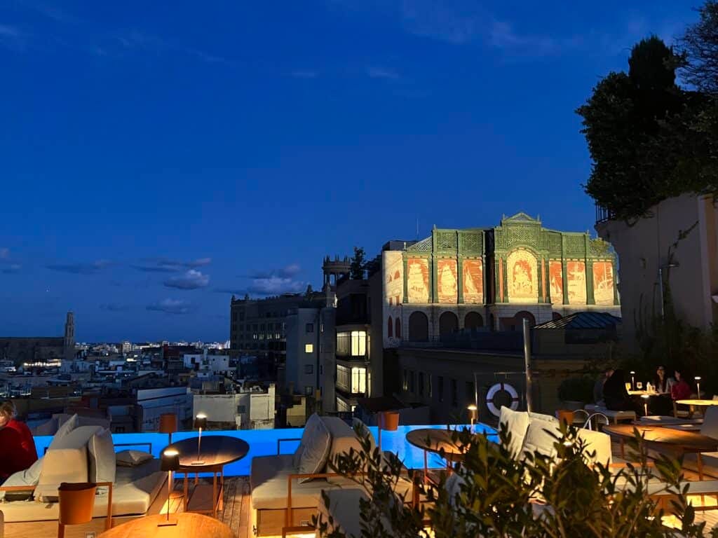 Where to Eat in Barcelona: My Honest Guide to Great Spots near the Big Sites 21 Rooftop bar at La Terraza del Central with panoramic Barcelona city views at dusk.