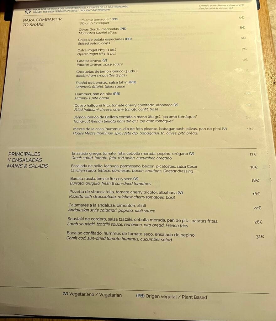 Where to Eat in Barcelona: My Honest Guide to Great Spots near the Big Sites 22 Menu for La Terrazzo del Central Rooftop Bar and Restaurant