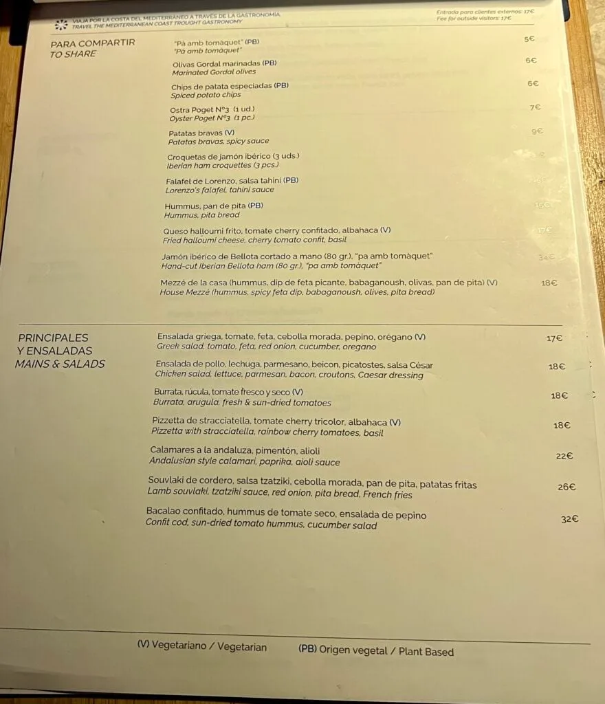 Where to Eat in Barcelona: My Honest Guide to Great Spots near the Big Sites 22 Menu for La Terrazzo del Central Rooftop Bar and Restaurant