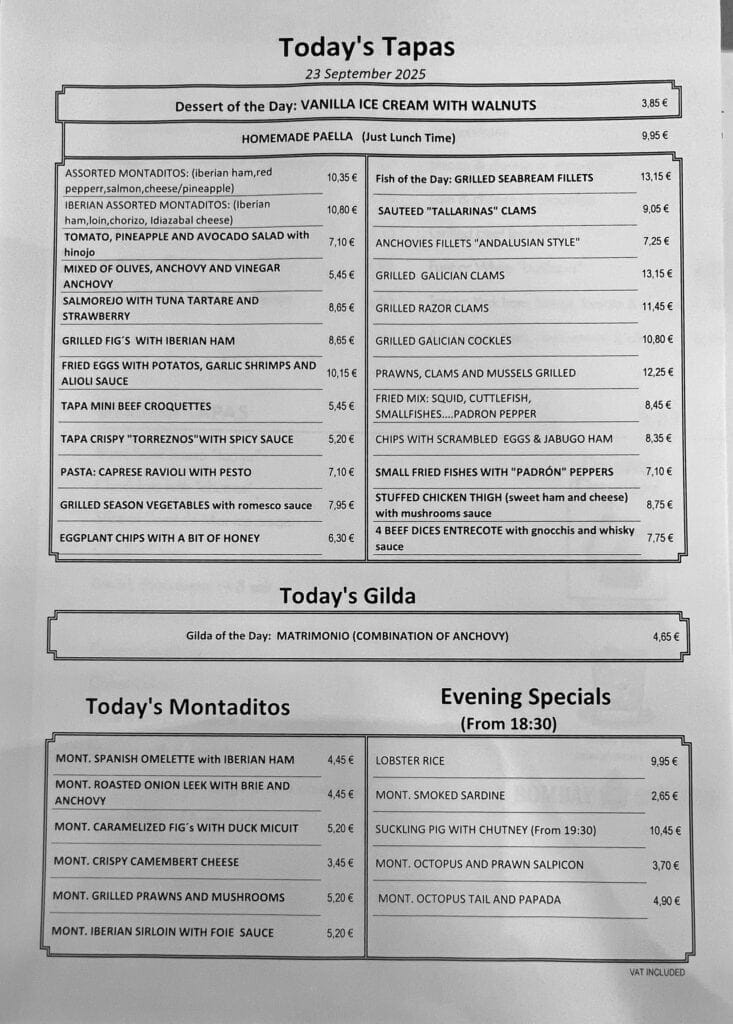 Catalana Restaurant Barcelona Menu