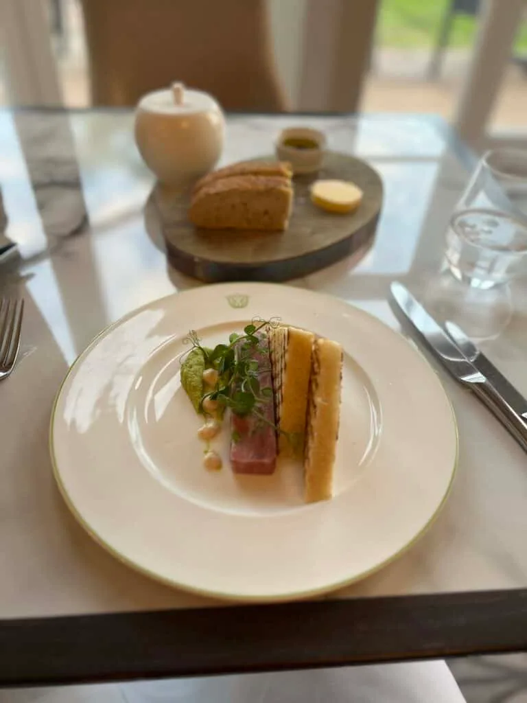 Elegant dish with tuna and greens