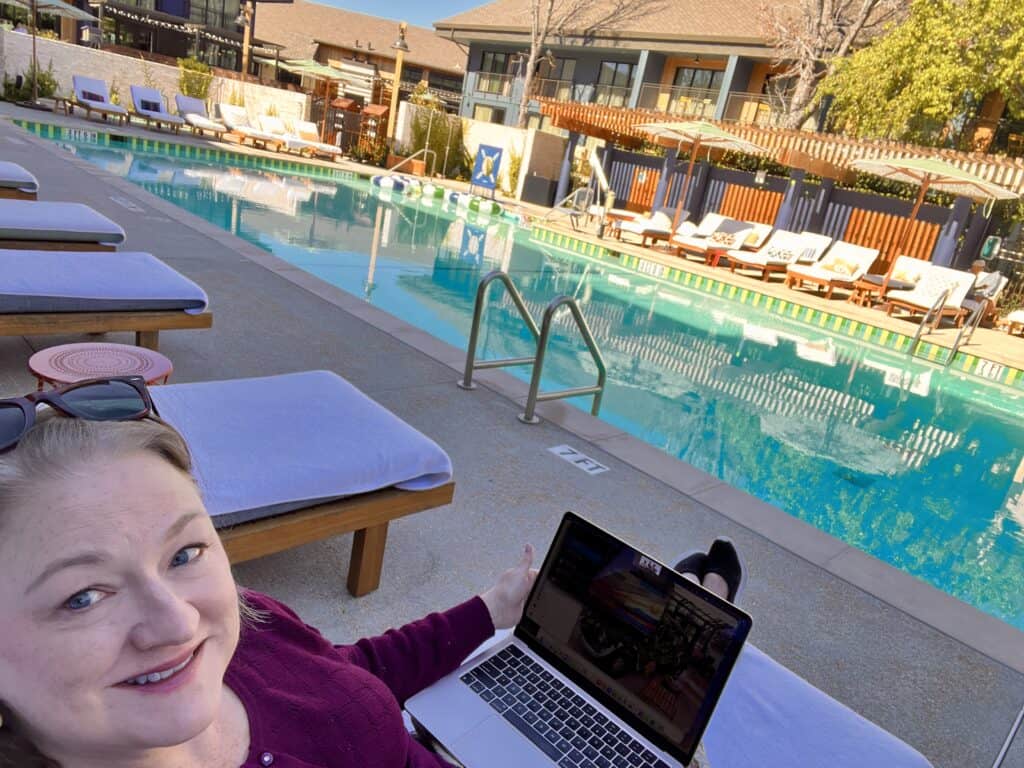 Lounging by Treehouse Hotel Silicon Valley pool
