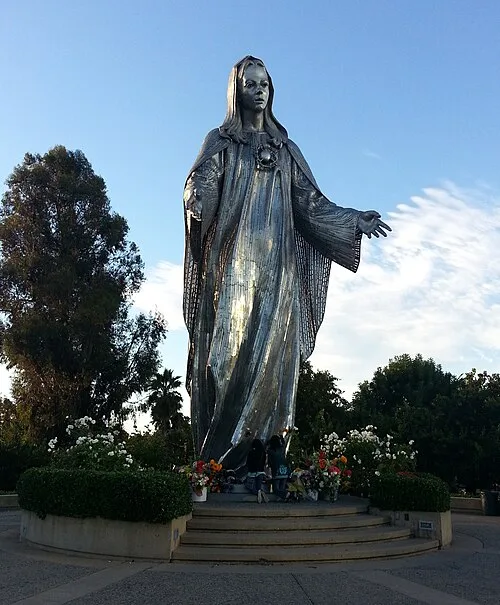 Avatar Hotel Santa Clara: Groovy Vibes, Motel Reality, and That $10 Parking Situation 12 32-foot statue of Mary, Mother of Jesus at Our Lady of Peace Chruch in Santa Clara California