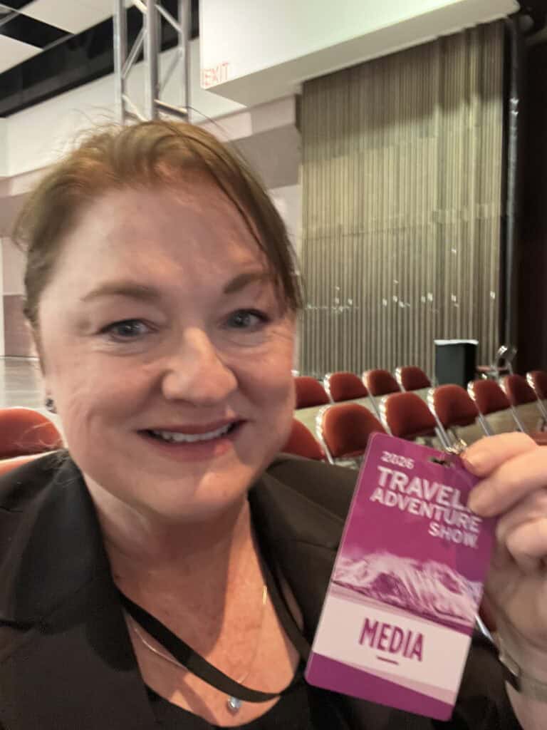 What I Learned at the Travel and Adventure Show (And Why You Should Go) 1 Sue with media pass for the Travel and Adventure Show