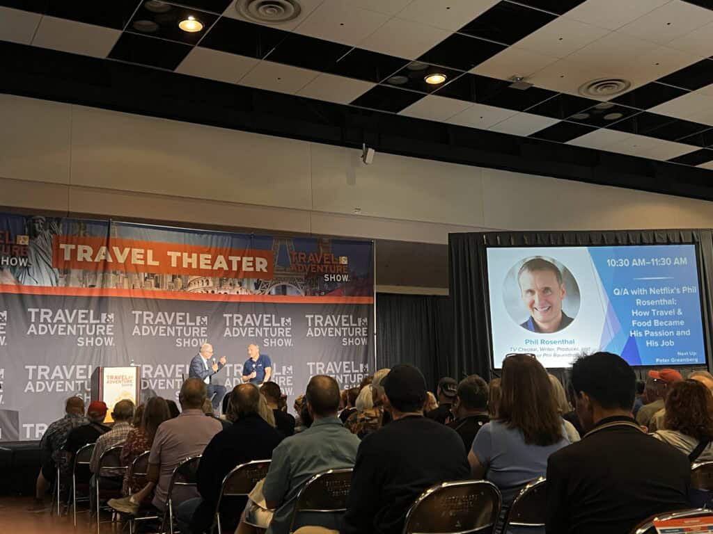 What I Learned at the Travel and Adventure Show (And Why You Should Go) 4 Peter Greenberg interviews Phil Rosenthal at the Travel and Adventure Show in Santa Clara California