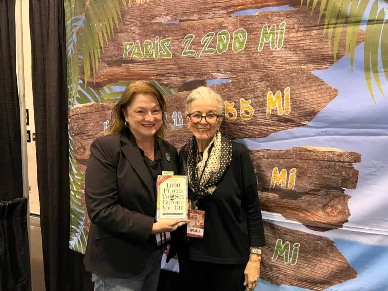 Sue with author Patricia Schultz at the Travel and Adventure Show