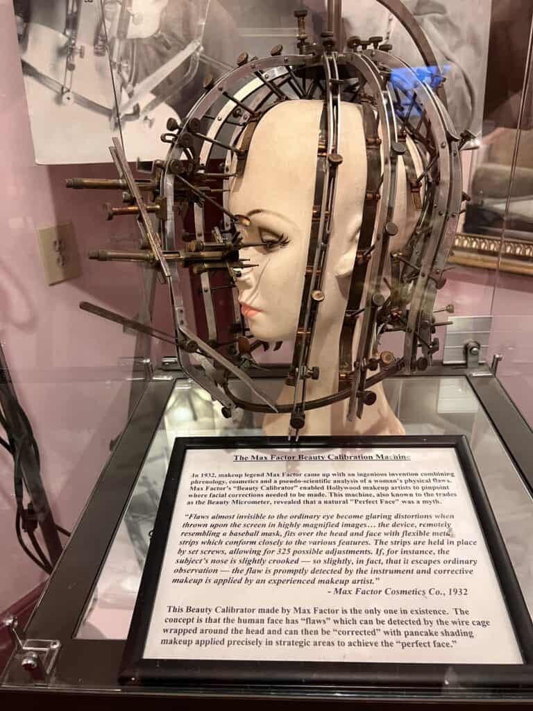 Vintage Max Factor beauty calibration machine display.