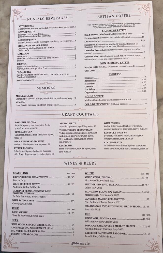The Butcher The Baker and The Cappuccino Maker Restaurant menu