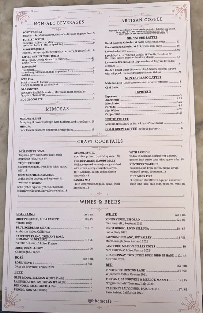 12 Fun and Unique Themed Restaurants in Los Angeles 6 The Butcher The Baker and The Cappuccino Maker Restaurant menu