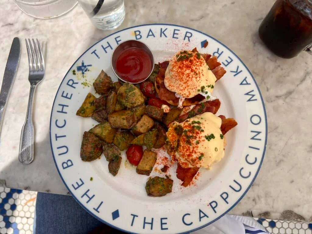 12 Fun and Unique Themed Restaurants in Los Angeles 7 The Butcher The Baker and The Cappuccino Maker Restaurant Eggs Benedict