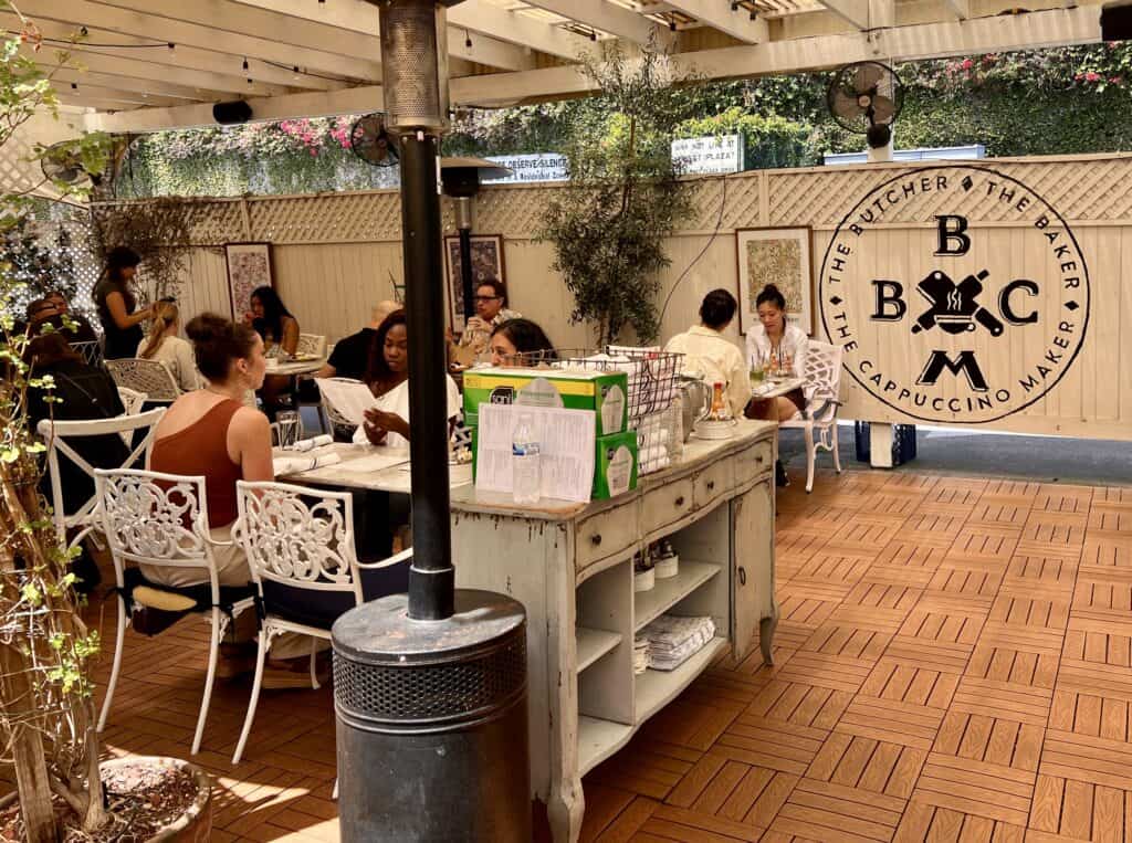 The Butcher The Baker and The Cappuccino Maker Restaurant back Patio seating
