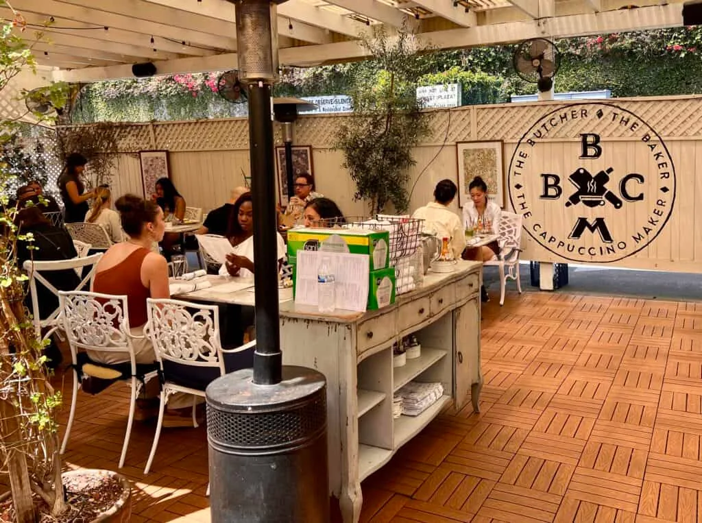 12 Fun and Unique Themed Restaurants in Los Angeles 4 The Butcher The Baker and The Cappuccino Maker Restaurant back Patio seating