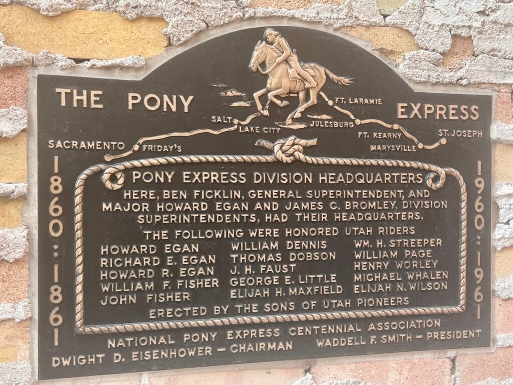 Pony Express Plaque Salt Lake City