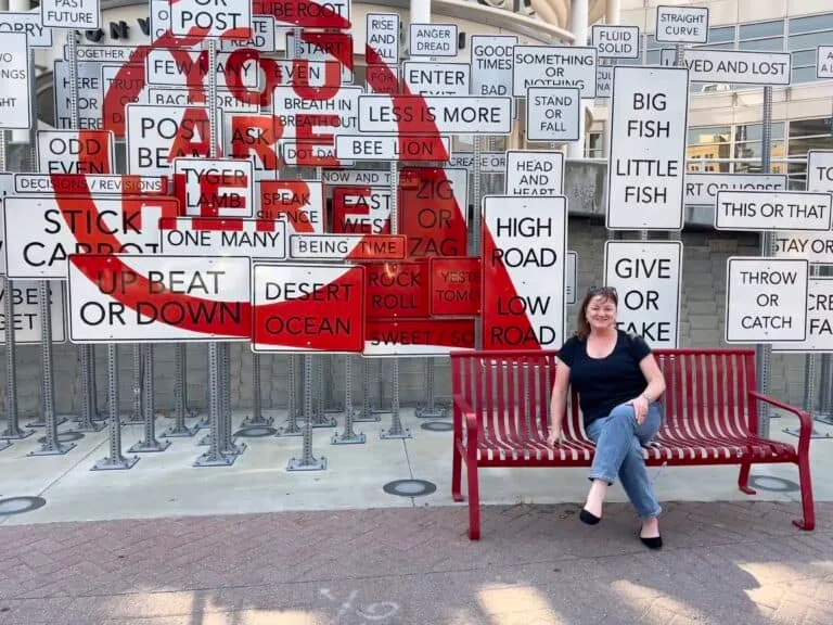 I Took a 3-Mile Walking Tour of Salt Lake City in June Heat. Here's Why You Should Too. 6 Art exhibit of signs in front of the Salt Lake City Tourism Board office