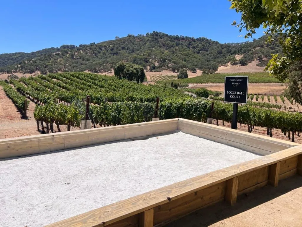 CordeValle Winery Isn't What I Thought It Was 6 Corde Valle Winery Bocce Ball Court with vineyard in the background