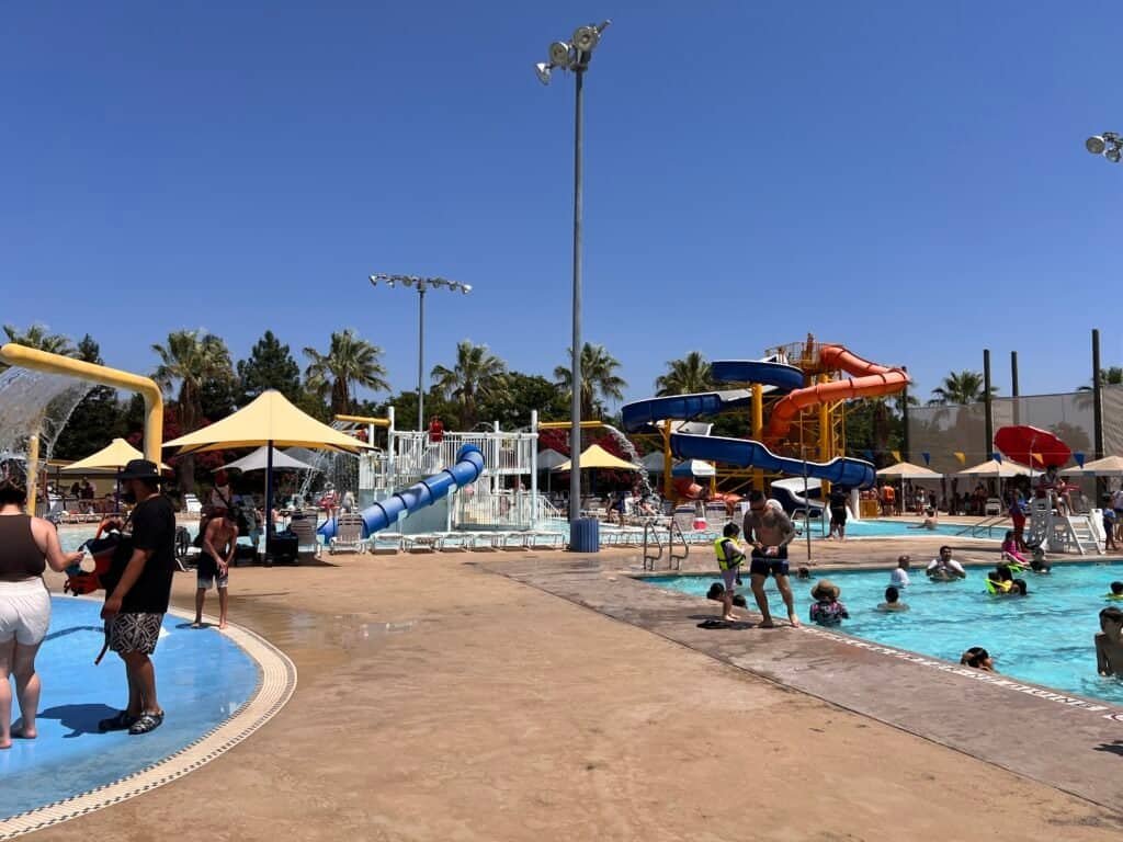 Lap pool with divided swim lanes at the Morgan Hill Aquatics Center