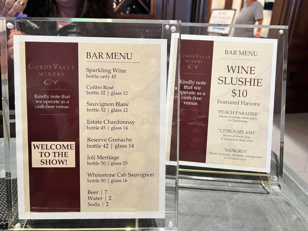 CordeValle Winery Isn't What I Thought It Was 13 CordeValle Winery Concert menu