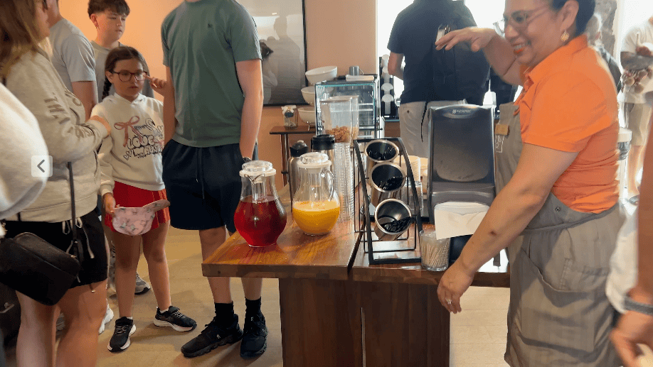 Pacific Point Resort Pismo Beach Review: What It’s Really Like to Stay (With My Dog) 10 The Daybreak Kitchen breakfast area at Pacific Point Resort during the morning rush, with full tables and a line of guests waiting