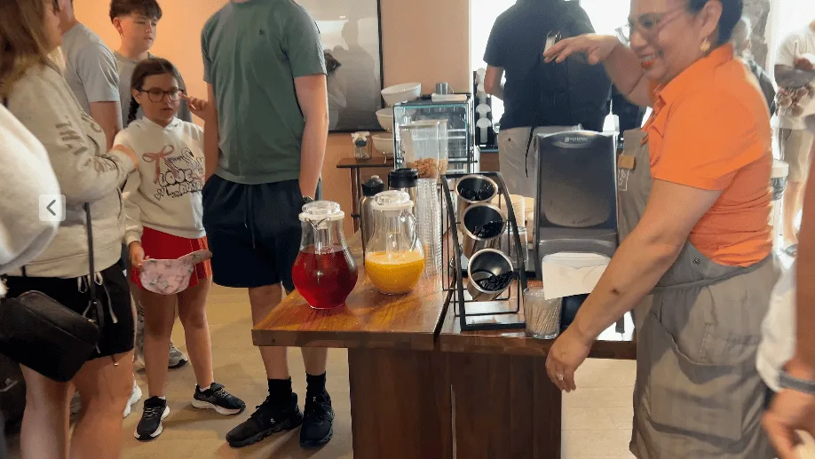 Pacific Point Resort Pismo Beach Review: What It’s Really Like to Stay (With My Dog) 10 The Daybreak Kitchen breakfast area at Pacific Point Resort during the morning rush, with full tables and a line of guests waiting