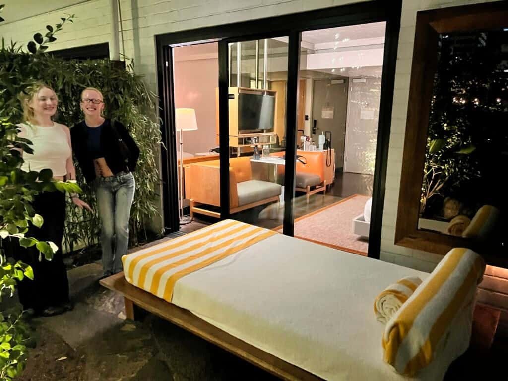 Hollywood Roosevelt Hotel Review: Old Hollywood Glamour, Poolside Luxury, and $8 M&M's 4 Hollywood Roosevelt Cabana Poolside room daybed on patio